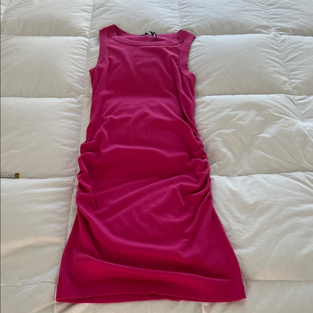 Michael Stars Sleeveless Ruched Midi Dress in Fuchsia